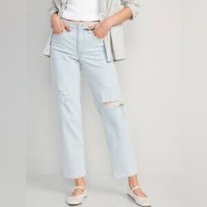 Old Navy High-Waisted OG Loose Ripped Light Wash Denim Jeans